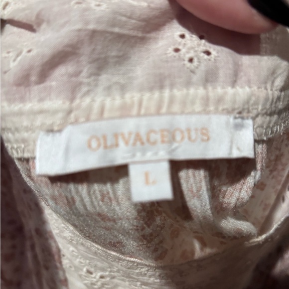 Olivaceous‎ Pink Floral Lace Blouse Eyelet Trim Hobo Retro Size Large - Picture 6 of 7